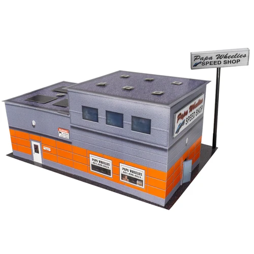 BK 6451 1:64 Scale "Papa Wheelies Speed Shop" Photo Real Scale Building Kit