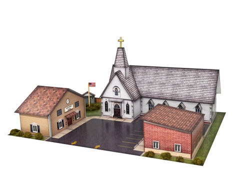 BK 2108 1:160 Scale Church and School Photo Real Scale Building Kit