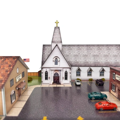 BK 2108 1:160 Scale Church and School Photo Real Scale Building Kit