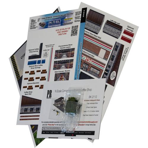 BK 2112 1:160 Scale Convenience Store and Coffee Shop Photo Real Scale Building Kit