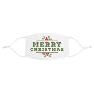 Merry Christmas Mistletoe XMAS White Fabric Face Mask
