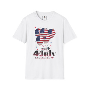 Happy 4th July Independence Day USA Flag Balloons Patriotic Tee Softstyle T-Shirt