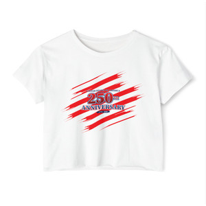 USA 250th Anniversary 1776-2026 Red White Stripes Women's Festival Crop Top — Patriotic Tee Independence Day July 4th
