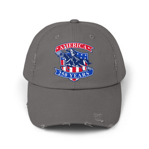 America 250 Years Paul Revere Flag Shield Distressed Cap — Patriotic Revolutionary War Design Semiquincentennial Sestercentennial Quarter-millennial