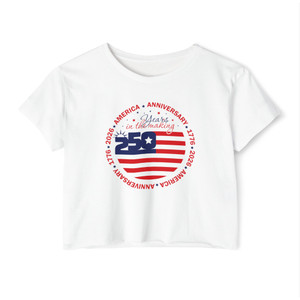 America USA 250 Anniversary 1776 2026 Unisex Crop Top T-Shirt Patriotic Semiquincentennial Sestercentennial Quarter-Millennial 