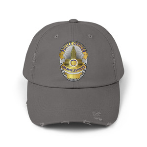 Los Angeles Police Department Shield Chest Logo Distressed Cap — LAPD Law Enforcement Badge Emblem Baseball Hat