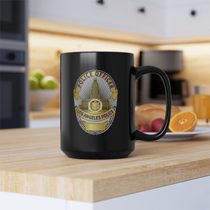 Los Angeles Police Department Shield Chest Logo Black Coffee Mug — LAPD Law Enforcement Badge Emblem Cup 11oz 15oz