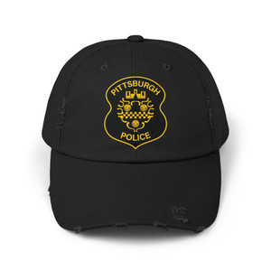 Pittsburgh Police Department Patch Chest Logo Distressed Hat — Law Enforcement Emblem Baseball Cap