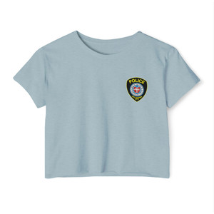 Oklahoma City Police Patch Crop Top T-Shirt - Law Enforcement Small Chest Emblem Women's Festival Tee