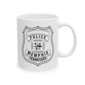 Memphis Tennessee Police Shield White Coffee Mug - Law Enforcement Badge Emblem Cup 11oz 15oz