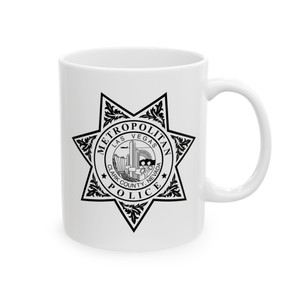 Las Vegas Police Badge White Mug — Retro Law Enforcement Star Coffee Cup 11oz 15oz