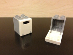 LEGO NEW Bulk Lot - 2 Gray Container Oven Cabinet White Hinge Door (4 pieces)