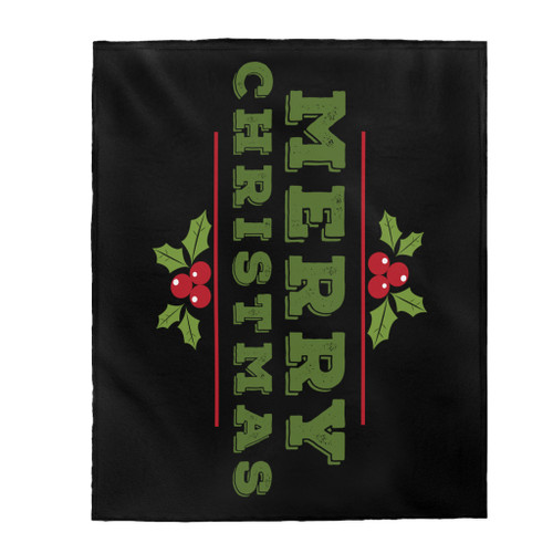 Merry Christmas Mistletoe Xmas Black Velveteen Plush Blanket