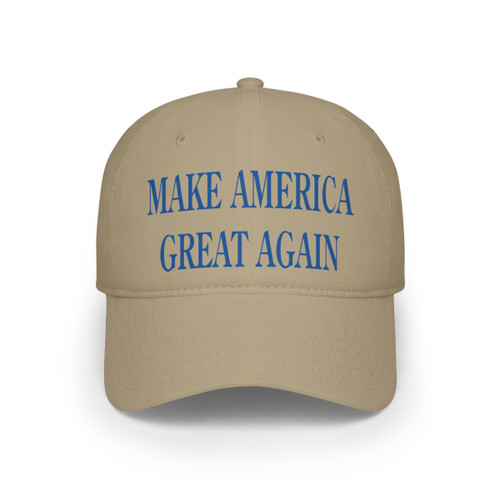 President Donald J Trump Make America Great Again MAGA Blue Text Low Profile Baseball Cap