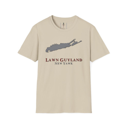 Lawn Guyland New Yawk Long Island New York Grey Red Unisex Softstyle T-Shirt