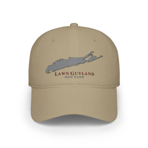 Lawn Guyland New Yawk Long Island New York Grey Red Low Profile Baseball Cap