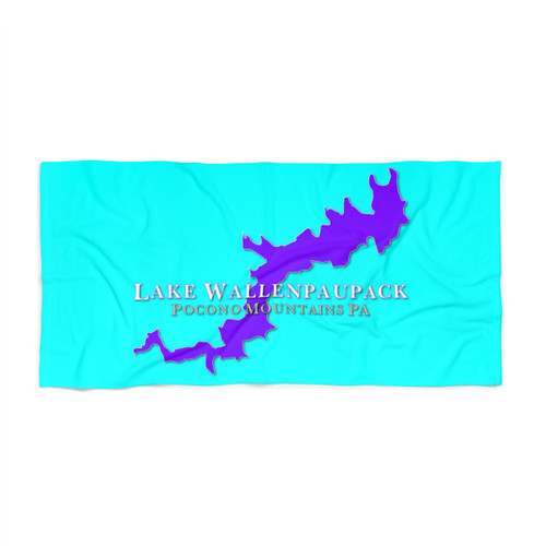 Lake Wallenpaupack Purple White Grey Turquoise Beach Towel