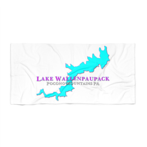 Lake Wallenpaupack Turquoise Magenta Grey White Beach Towel