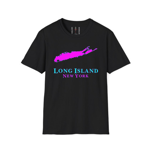 Long Island New York Turquoise Magenta Grey Unisex Softstyle T-Shirt