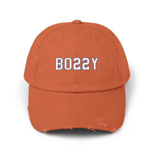 BO22Y White Blue Mike Bossy Unisex Distressed Cap