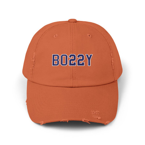 BO22Y Blue White Mike Bossy Unisex Distressed Cap