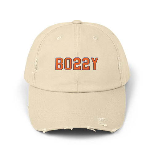 BO22Y Orange Blue Mike Bossy Unisex Distressed Cap