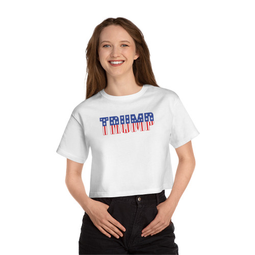 TRUMP Stars and Stripes President Donald J Trump Champion Women's Heritage Cropped T-Shirt