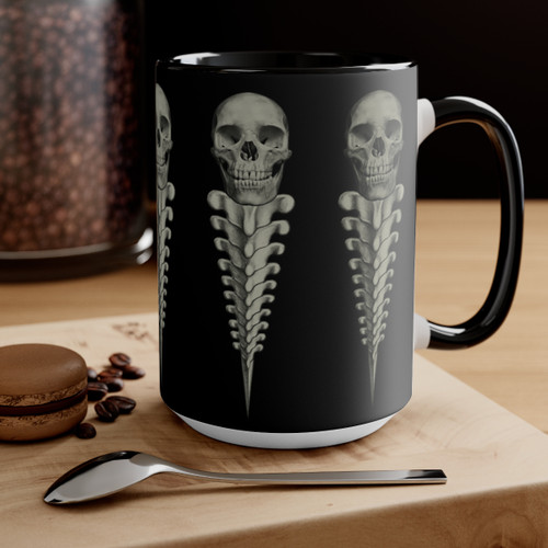 SKREW Skull Vertebrae Logo Black Accent Mug