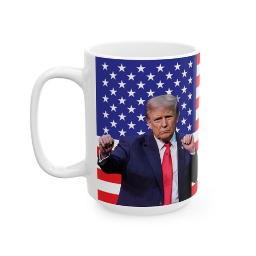Trump Dancing USA Flag President Donald J Trump Ceramic Mug, (11oz, 15oz)