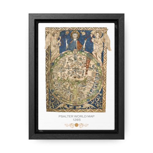 PSalter World Map 1265 Flat Earth White Gallery Canvas Wraps, Vertical Frame