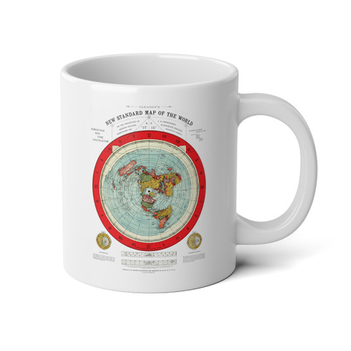 Gleason's 1892 New Standard Map of the World Flat Earth White Jumbo Mug, 20oz