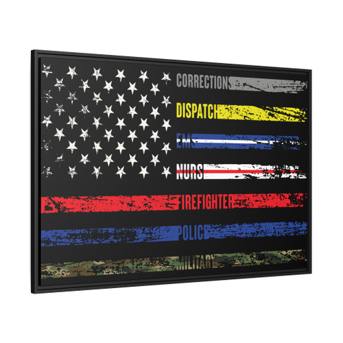 First Responder USA Flag Corrections Dispatch EMS Nurse Firefighter Police Military Gallery Canvas Wraps, Horizontal Frame