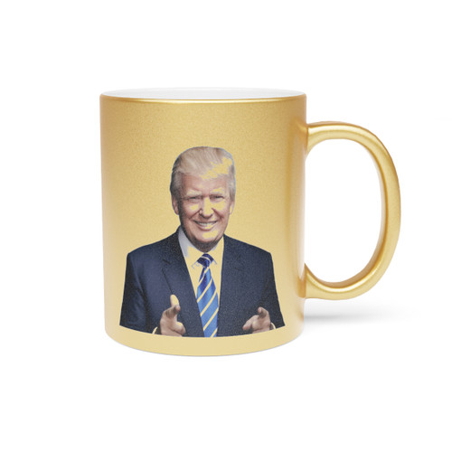 Trump Pointing President Donald J Trump  Gold or Silver Metallic Mug (Silver\Gold)