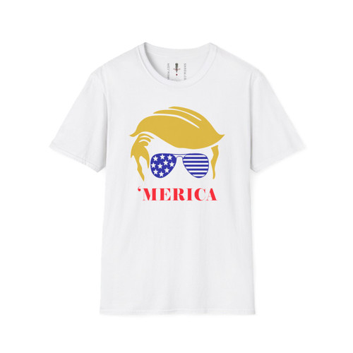 TRUMP Merica Sunglasses Hair President Donald J Trump America Unisex Softstyle T-Shirt