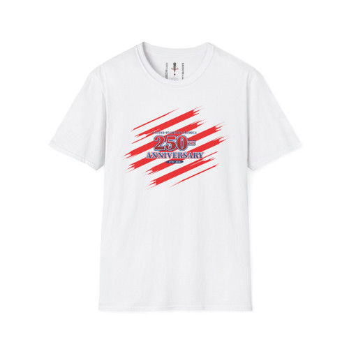 USA 250th Anniversary 1776-2026 Red White Stripes Softstyle T-Shirt — Patriotic Tee Independence Day July 4th