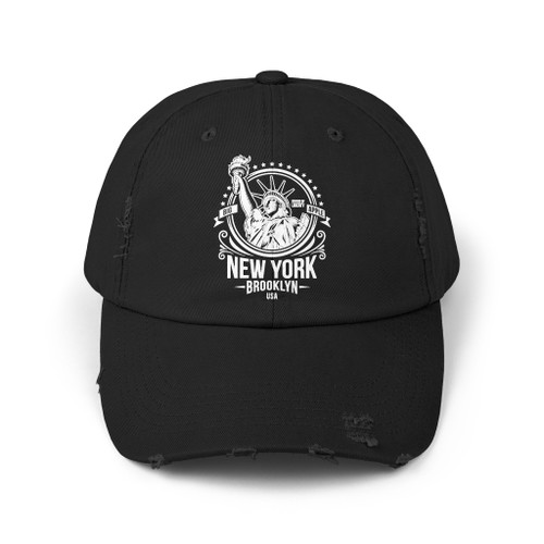 Distressed New York Statue of Liberty Baseball Cap — Brooklyn Vintage Hat Patriotic Souvenir