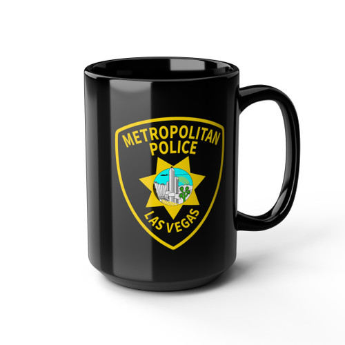 Las Vegas Nevada Metropolitan Police Patch Black Coffee Mug - Law Enforcement Small Emblem Cup 11oz 15oz