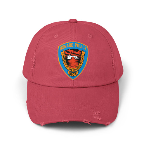 Oxnard California Police Patch Distressed Cap- Law Enforcement Small Emblem Baseball Hat
