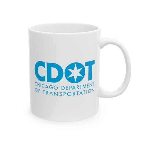 CDOT Logo White Coffee Mug — Chicago Illinois Department of Transportation Logo Cup 11oz 15oz