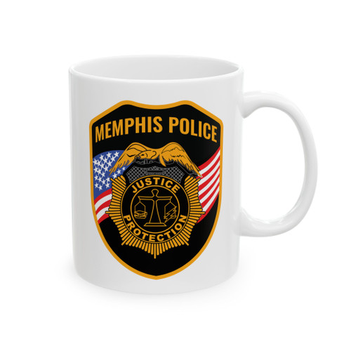 Memphis Tennessee Police Patch White Coffee Mug - Law Enforcement Emblem Cup 11oz 15oz
