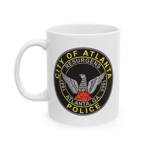 Atlanta Georgia Police Patch White Coffee Mug - Law Enforcement Phoenix Emblem Cup 11oz 15oz