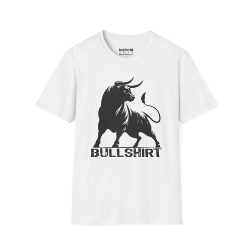 Bullshirt Graphic Softstyle T-Shirt — Bold Charging Bull Design Steer Cattle