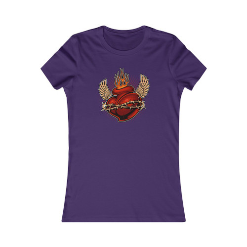 Heart Barbed Wire Wings Flames Valentine Women's Favorite Tee