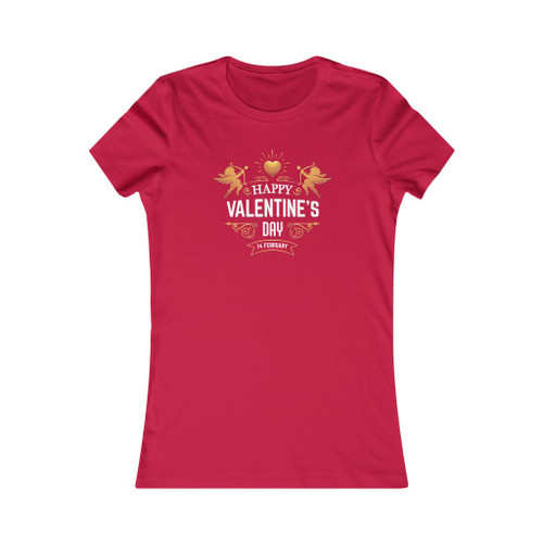 Happy Valentine's Day February 14 Cupid Heart White Gold Love Women's Favorite Tee