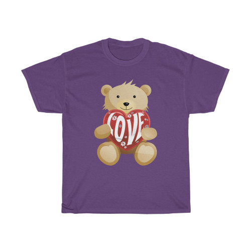 Love Bear Hug Heart Valentine's Day Unisex Heavy Cotton Tee