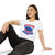 America 250 Years Paul Revere Flag Shield Crop Top T-Shirt — Patriotic Revolutionary War Design Semiquincentennial Sestercentennial Quarter-millennial