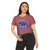 America 250 Years Paul Revere Flag Shield Crop Top T-Shirt — Patriotic Revolutionary War Design Semiquincentennial Sestercentennial Quarter-millennial