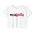 Patriotic 250th Anniversary Crop Top T-Shirt – American Flag Banner Tee Semiquincentennial Sestercentennial Quarter-Millennial