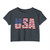 USA Flag Graphic Crop Top T-Shirt – Patriotic American Stars & Stripes Women's Festival Tee United States of America