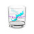 Lake Wallenpaupack Pocono Mountains PA Map 10oz Rock Glass - Turquoise Lake Silhouette Magenta Whiskey Glass